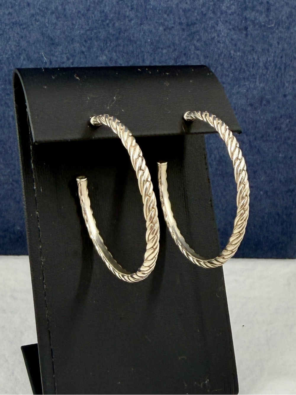JOHN HARDY JAI Sterling Silver Braided Twist Textured Hoop Earrings; 1.5”